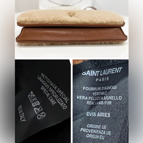 SAINT LAURENT Monogram shearling-paneled wallet on chain - Picture 11 of 12